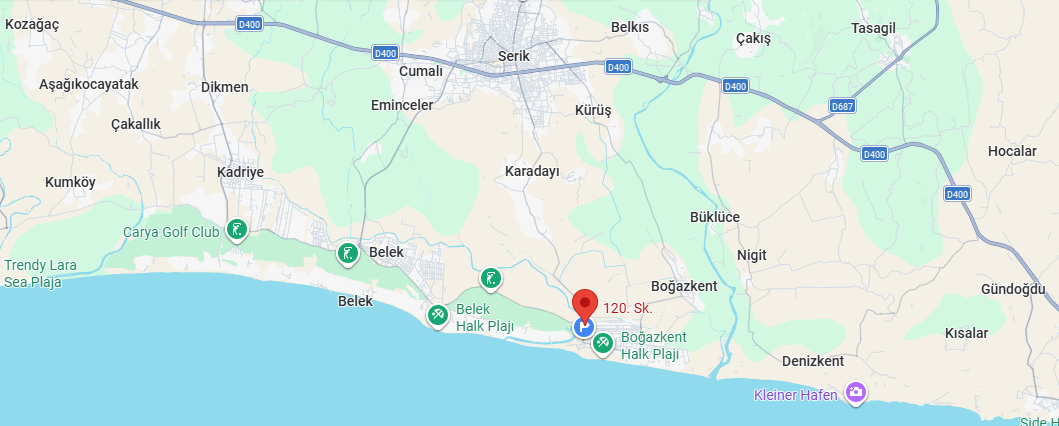 Karte: Boğazkent zwischen Belek und den Golfplätzen